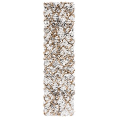 Safavieh 2 x 8 ft. Horizon Shag 800 Power Loomed Runner Area Rug; Ivory & Gold HZN894D-28